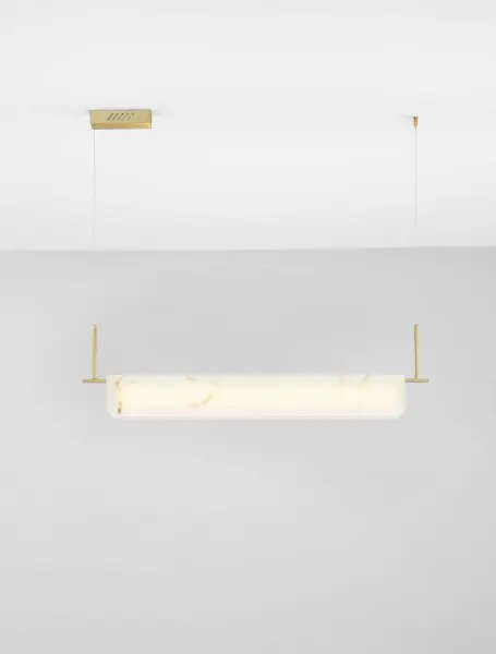 LED stmívatelný mosazno-zlatý moderní lustr Aider