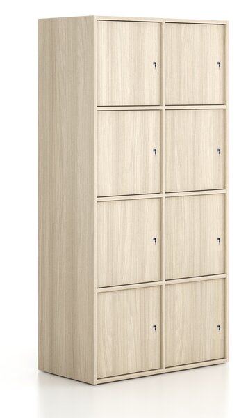 Kancelářská skříň FRAME, 8x dveře, 872 x 450 x 1735 mm, cylindrický zámek, dub přírodní