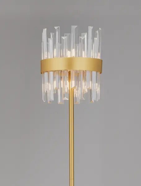 Zlatá stojací lampa Crown – Šedá