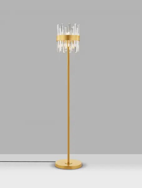 Zlatá stojací lampa Crown – Šedá
