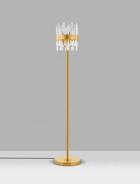 Zlatá stojací lampa Crown – Šedá