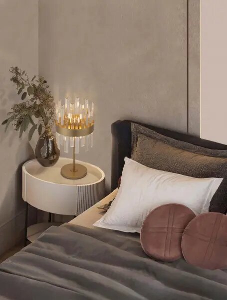 Zlatá stolní lampa Crown 50 – Šedá