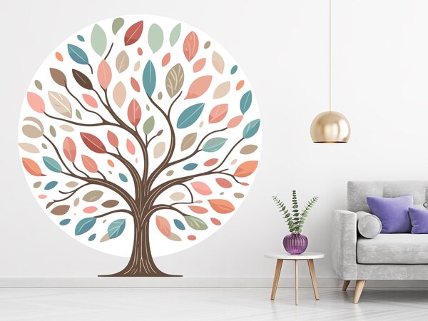 Pastelový strom textilní přelepitelná samolepka na zeď arch 93 x 100 cm
