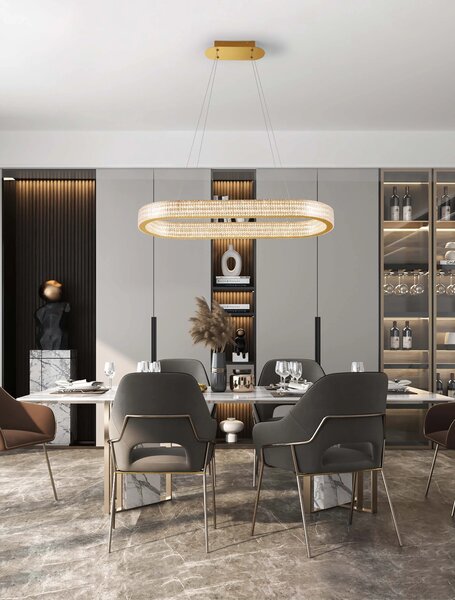LED stmívatelný platinum zlatý moderní lustr Kinara 130