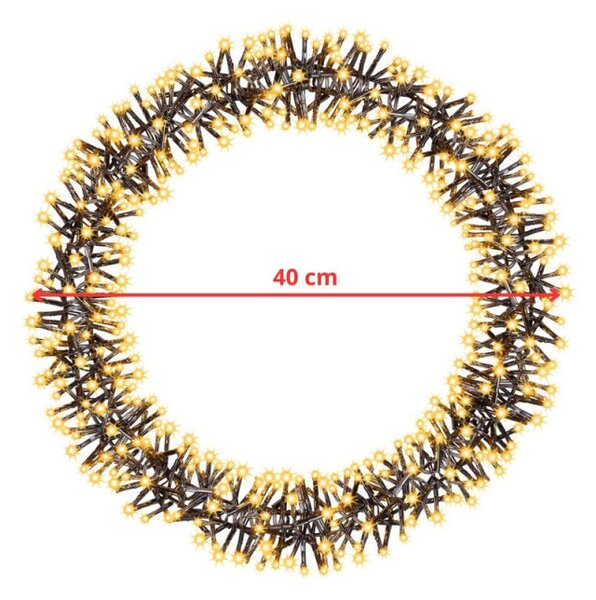 LED světelný věnec 40cm 300LED 8-funkcí IP44 teplá bílá