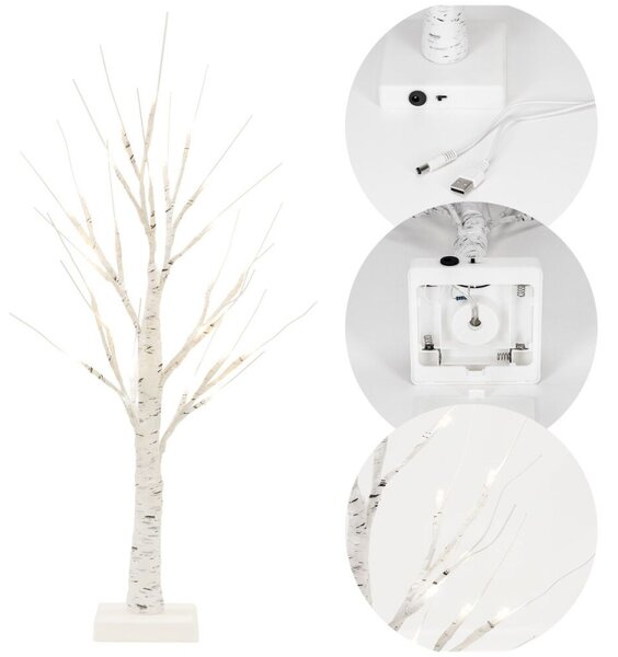 LED bříza 60 cm, 25LED, IP20, teplá bílá