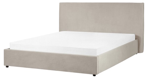 Postel s úložným prostorem Umělý samet LAVAUR 160 x 200 cm Taupe