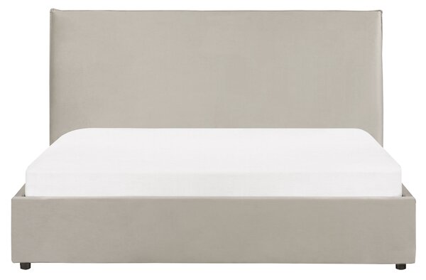 Postel s úložným prostorem Umělý samet LAVAUR 160 x 200 cm Taupe