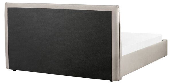 Postel s úložným prostorem Umělý samet LAVAUR 160 x 200 cm Taupe