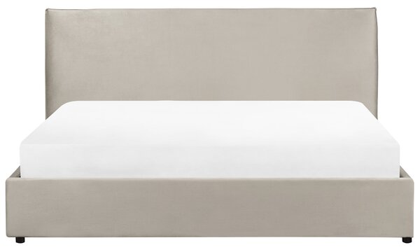 Postel s úložným prostorem Umělý samet LAVAUR 180 x 200 cm Taupe