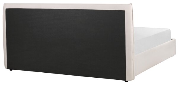 Postel s úložným prostorem Umělý samet LAVAUR 180 x 200 cm Krémově bílá