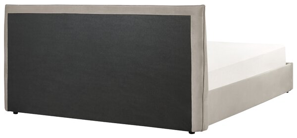 Postel s úložným prostorem Umělý samet LAVAUR 180 x 200 cm Taupe