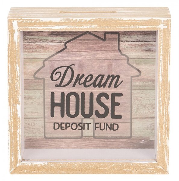 Dřevěná pokladnička Dream House – 15x5x15 cm