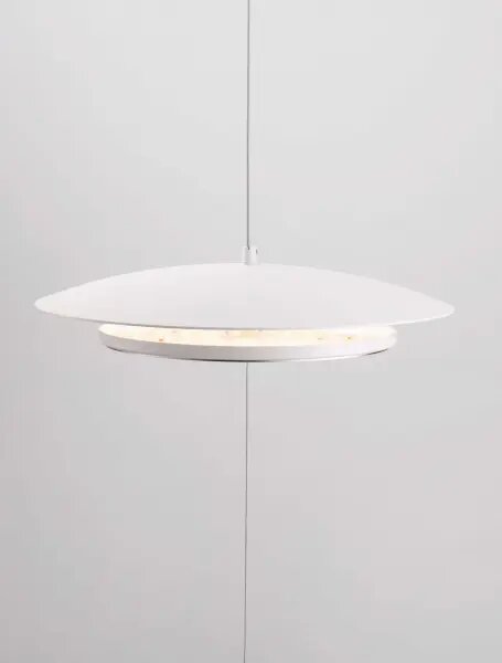 LED stmívatelná bílo-chromová stojací lampa Olos – 50 x 12 cm