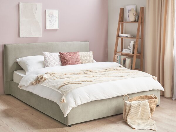 Postel s úložným prostorem Umělý samet LAVAUR 180 x 200 cm Taupe