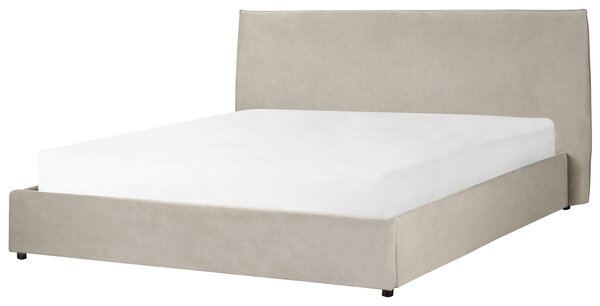 Postel s úložným prostorem Umělý samet LAVAUR 180 x 200 cm Taupe