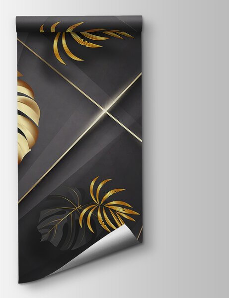 Fototapeta Elegantní kovové listy na tmavém pozadí, Geometrické 3D fototapety, Populární fototapety, u96822 - Tapeko.co.cz