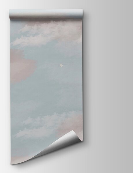 Fototapeta Modrá obloha s mraky a půlměsícem, Nebeské fototapety, Populární fototapety, w01549 - Tapeko.co.cz