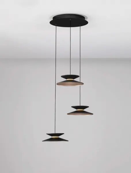 LED stmívatelný černo-zlatý moderní lustr Morfi 161