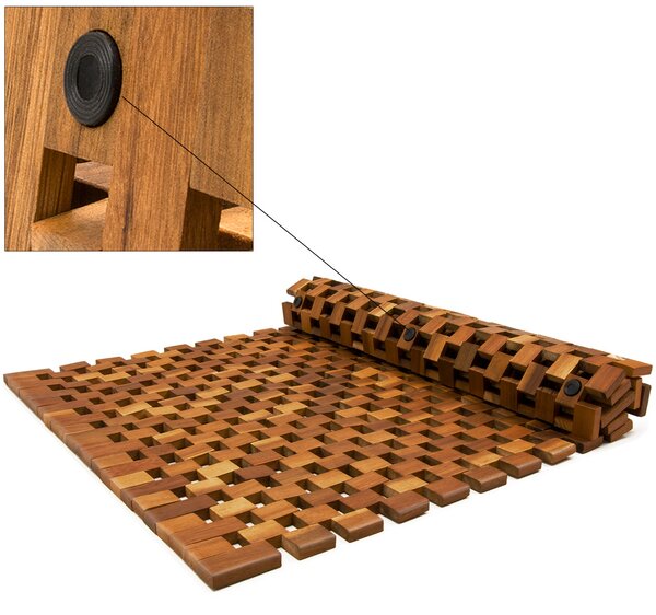 Casaria Koupelnová předložka CUBE, akáciové dřevo 80x50x1cm, hnědá