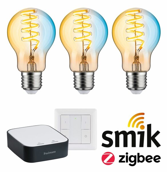 PAULMANN Startovací sada Zigbee 3.0 LED žárovka Filament E27 měnitelná bílá + Gateway smik + vypínač