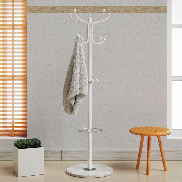 FurniGO Stojanový věšák na oděvy – bílý 173cm