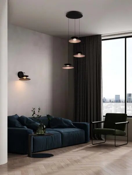 LED stmívatelný černo-zlatý moderní lustr Morfi 161