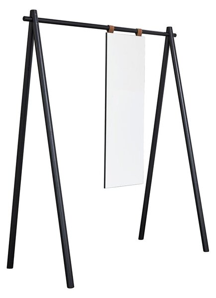 KARUP DESIGN Věšák z borovicového dřeva se zrcadlem Hongi Mirror Black 177 × 74 × 150 cm