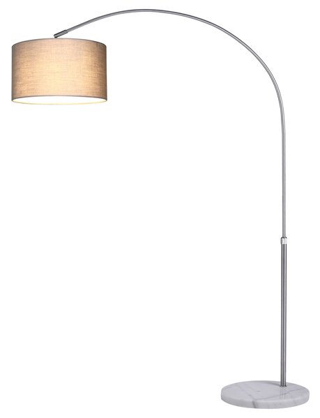 Oblouková lampa design L s mramorovým podstavcem 133-180cm stříbrno šedá