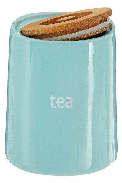 Modrá dóza na čaj s bambusovým víkem Premier Housewares Fletcher, 800 ml
