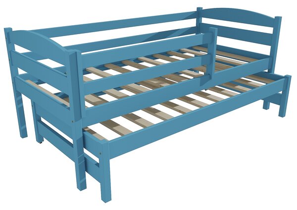 Vomaks Dětská postel s výsuvnou přistýlkou DPV 023 se zábranou Rozměr: 80 x 180 cm, Povrchová úprava: netransparentní barva modrá