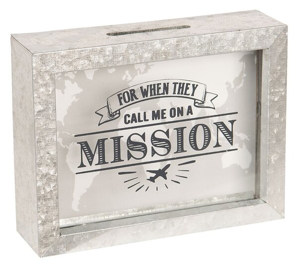 Kovová pokladnička Mission – 18x5x14 cm