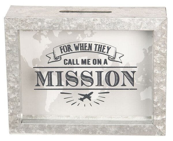 Kovová pokladnička Mission – 18x5x14 cm