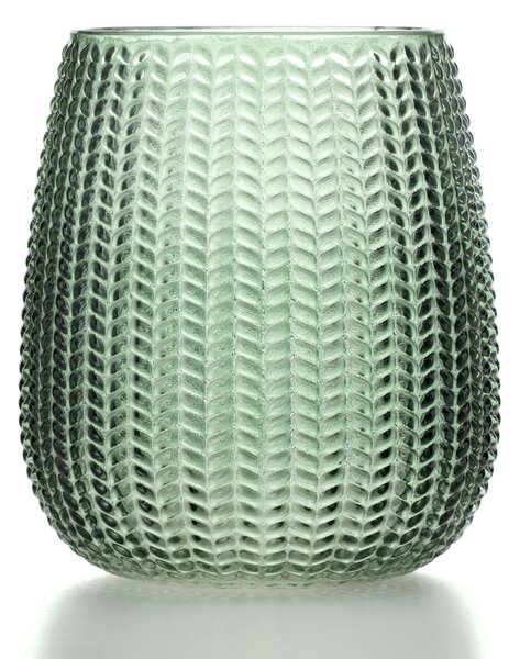 Dekorativní skleněná váza s ražbou Lahvově zelená DOLORE