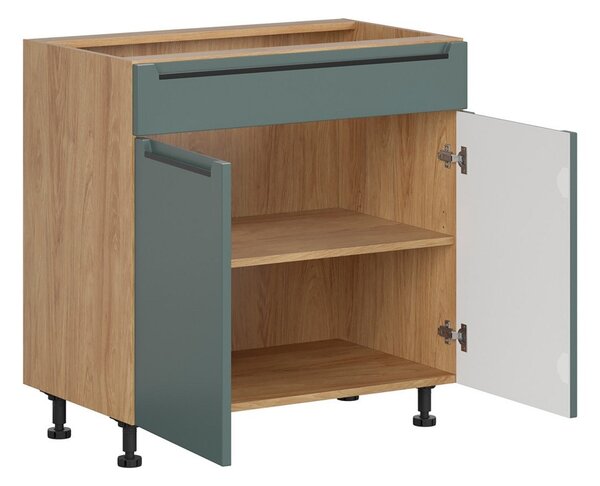 BRW Kuchyně Family Line Iris D1B-80/82-L/P/B, dub hikora/boho green matt