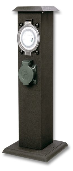 Ecolite Zahradní sloupek 2x zásuvka s krytem, timer, IP44 XSMM-202 FT