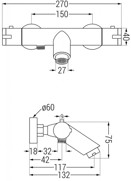 MEXEN - Termostatická vanová baterie Kai, zlatá 77300-50