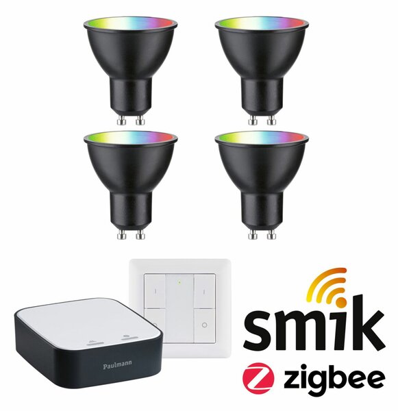 PAULMANN Startovací sada Zigbee 3.0 Smart Home smik Gateway + LED reflektor GU10 RGBW + vypínač