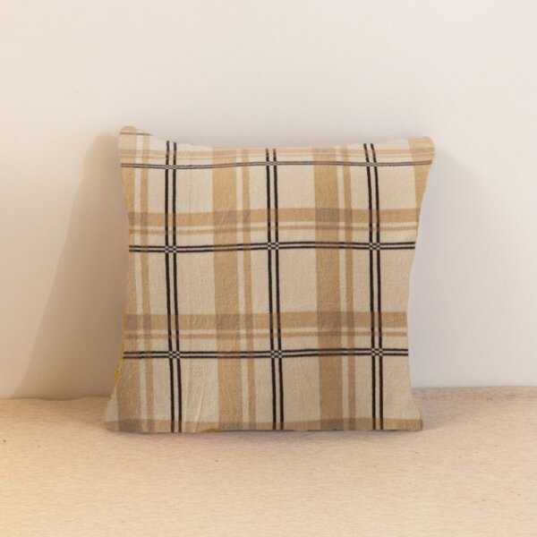 Mikroplyšový povlak na polštářek PLAID 45x45 cm, krémový