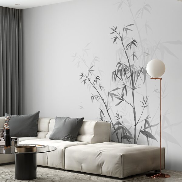 Fototapety Minimalistický styl Japandi rostlinný bambus Chinoiserie šedá barva, Fototapety les, Fototapety bambus, w00546v1 : uwalls.cz
