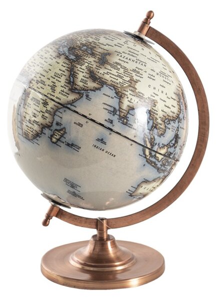 Šedý dekorativní glóbus na kovovém podstavci Globe – 22x22x30 cm