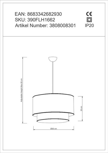 ZÁVĚSNÉ SVÍTIDLO, 30/65 cm P & B - Online Only svítidla, Online Only