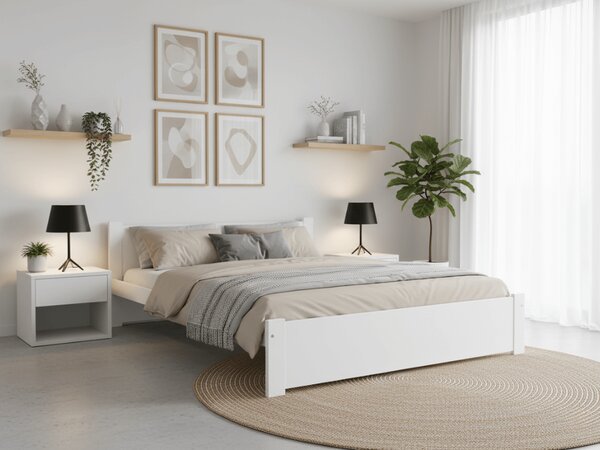 Postel IKAROS 140 x 200 cm, bílá bez roštu s matrací Deluxe 10 cm