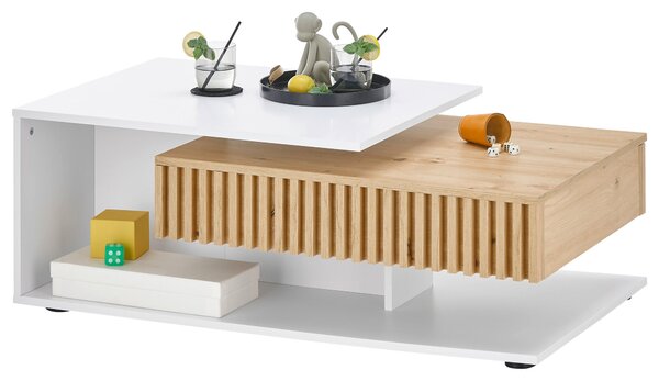 KONFERENČNÍ STOLEK, bílá, dub artisan, kompozitní dřevo, 110/60/40 cm Boxxx - Konferenční stolky, Online Only