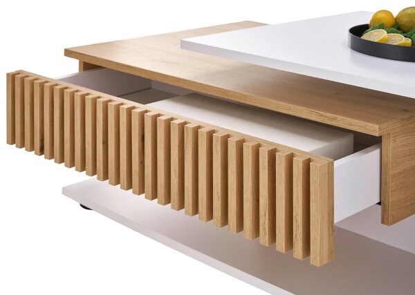 KONFERENČNÍ STOLEK, bílá, dub artisan, kompozitní dřevo, 110/60/40 cm Boxxx - Konferenční stolky, Online Only