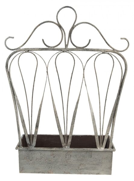 2ks šedý antik kovový truhlík s okrasou – 49x15x70 cm