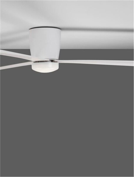 NOVA LUCE stropní ventilátor DELL tělo z hliníku matná bílá 3ABS dřevěné listy 9952325