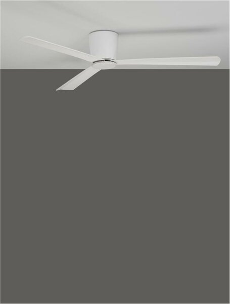 NOVA LUCE stropní ventilátor DELL tělo z hliníku matná bílá 3ABS dřevěné listy 9952325
