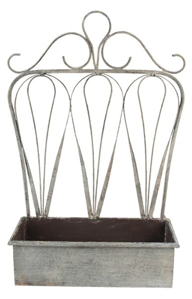 2ks šedý antik kovový truhlík s okrasou – 49x15x70 cm
