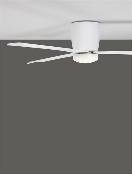 NOVA LUCE stropní ventilátor DELL tělo z hliníku matná bílá 3ABS dřevěné listy 9952325
